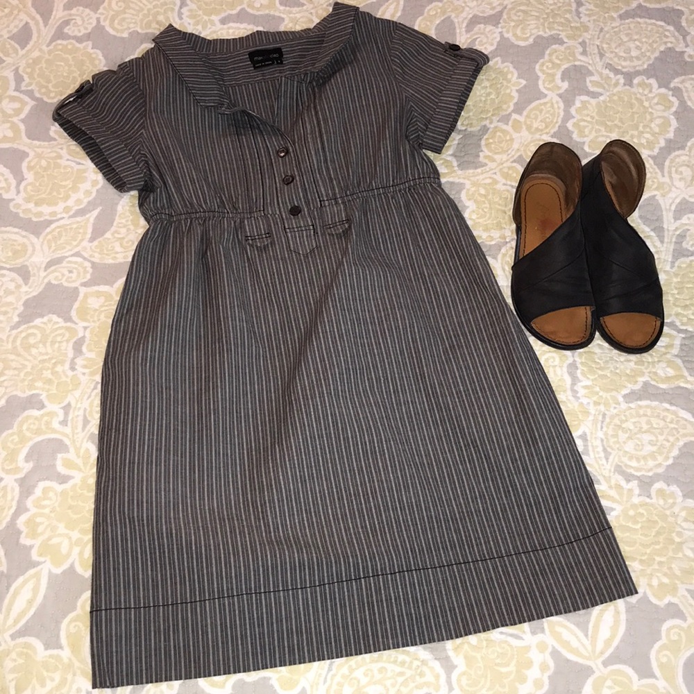 Max and Cleo Striped Grey Dress Sz12
